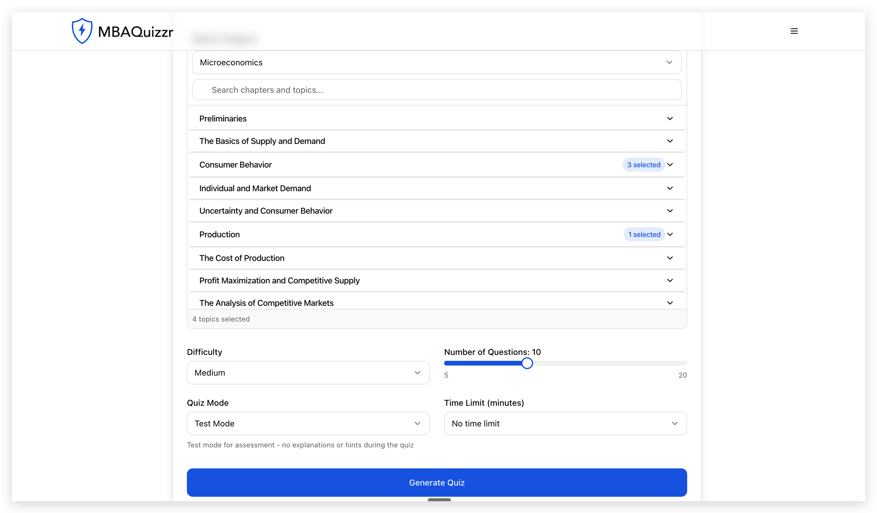 MBAQuizzr screenshot 1